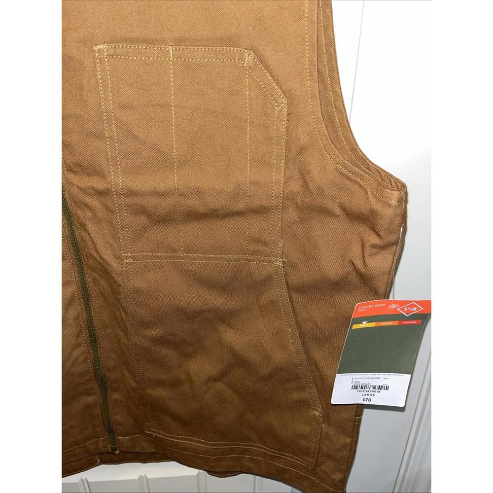 #346 Brown St. John’s Bay Vest Quality Menswear Outdoor 100% Cotton Shell Large - Picture 4 of 10